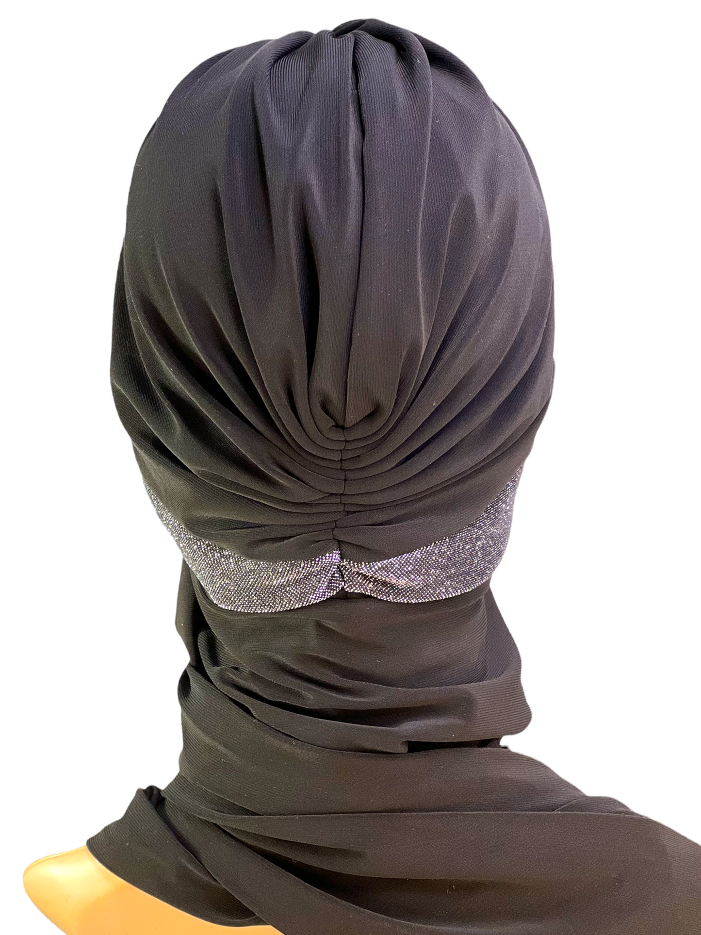 Hijab Borde Pique Negro con Gris